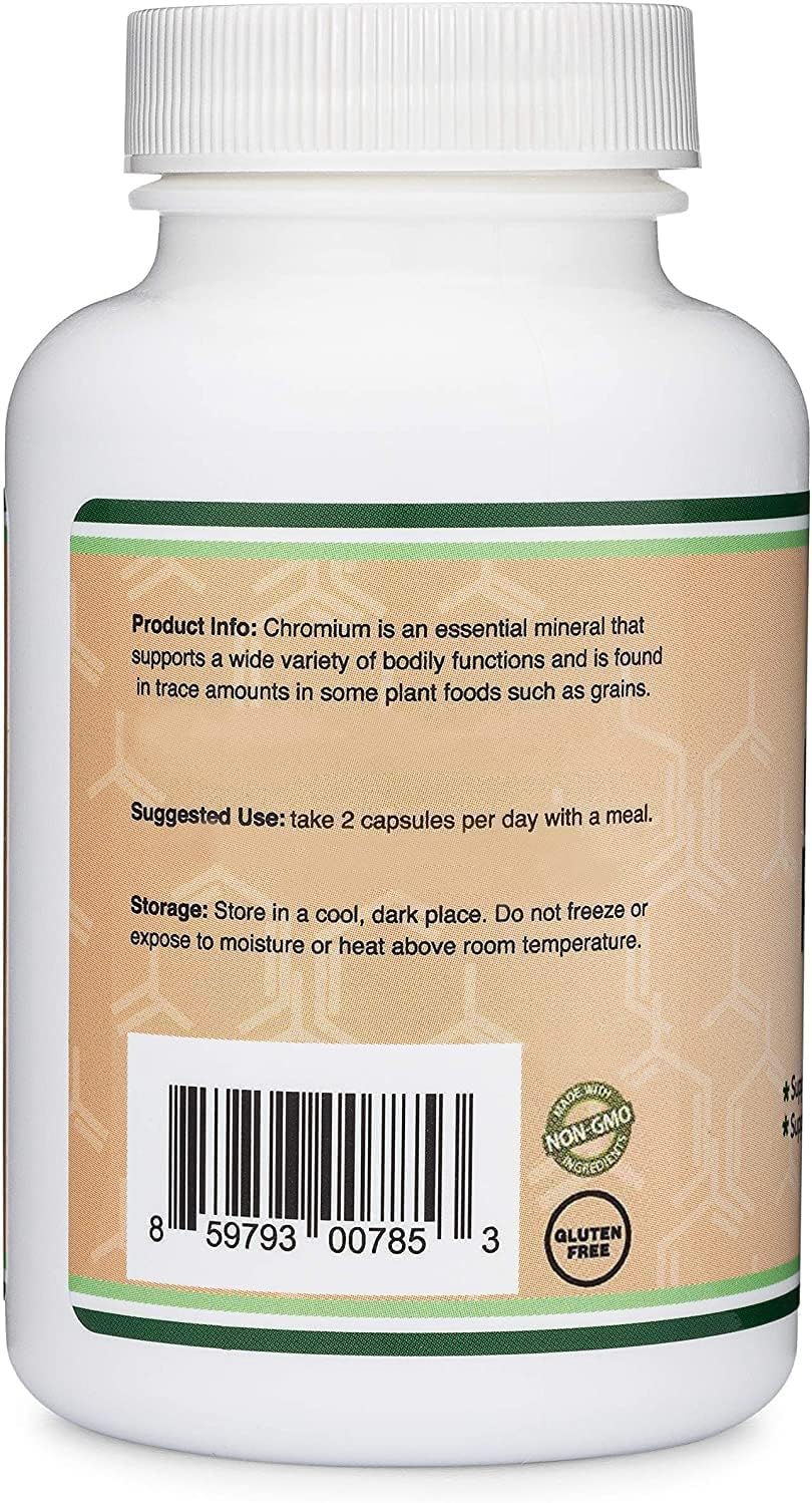 Gluten-free, Non-GMO Chromium Picolinate ingredients and label
