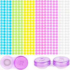 Chuangzhizhi 150 Pcs Colorful Transparent Contact Lens Cases - Red, Blue, Yellow, Green, Purple, White (Front View)