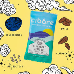 Packaging and branding of Cibáre Probiotic Protein Bars.
