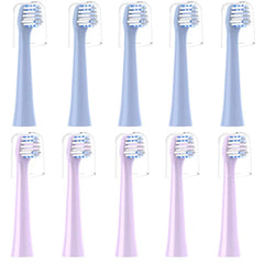 Ten replacement heads arranged for Colgate Hum compatibility