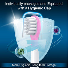 Individually sealed replacement head with transparent hygienic cap
