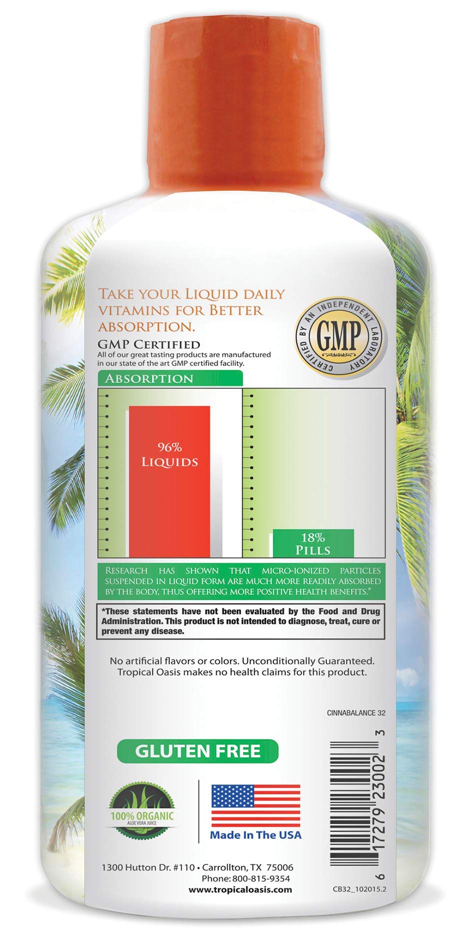 Close-up of Cinnabalance bottle label reading 32 oz