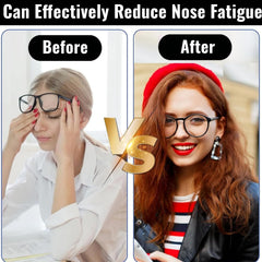 Eyeglasses showing nose pads and ear grips installed