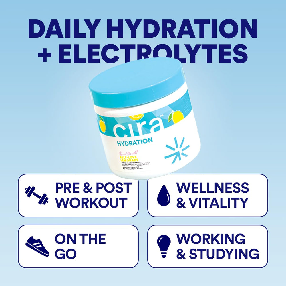 Cira Hydration powder dissolving in water for a quick, refreshing sip.