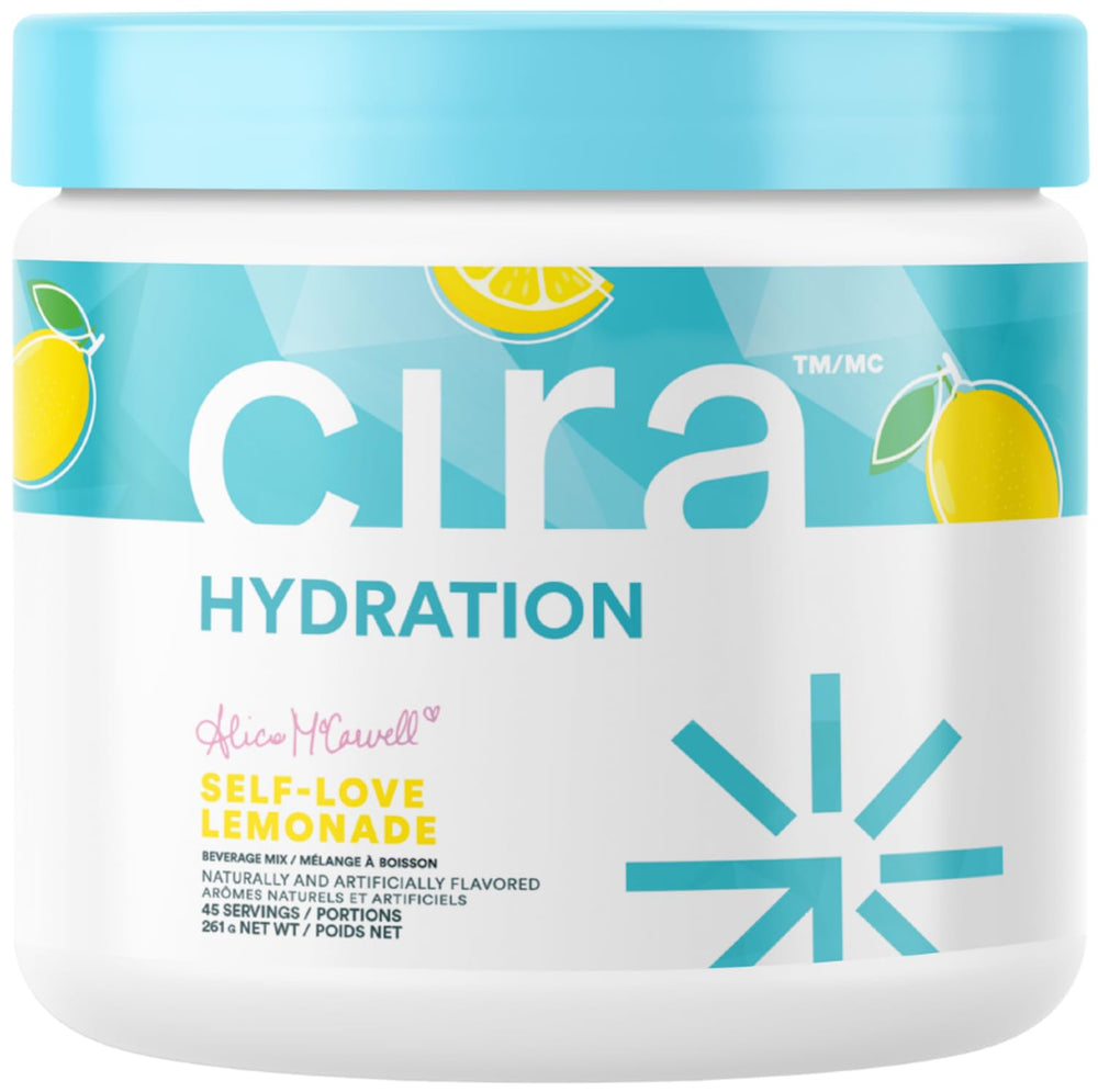 Cira Hydration powder tub open for easy hydration on the go.