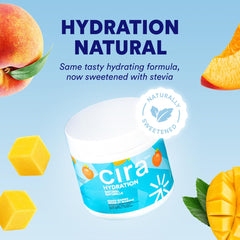 Cira Hydration Peach Mango desk setup, perfect for a sip during work breaks
