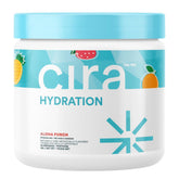 Cira Hydration powder jar close-up highlighting electrolyte blend for hydration.