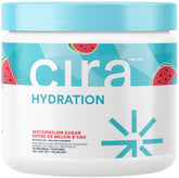 Cira Hydration powder tub front, ready for quick hydration during workouts.