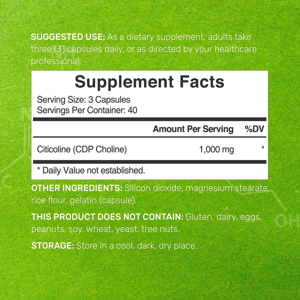 Serving size graphic showing 1000mg citicoline