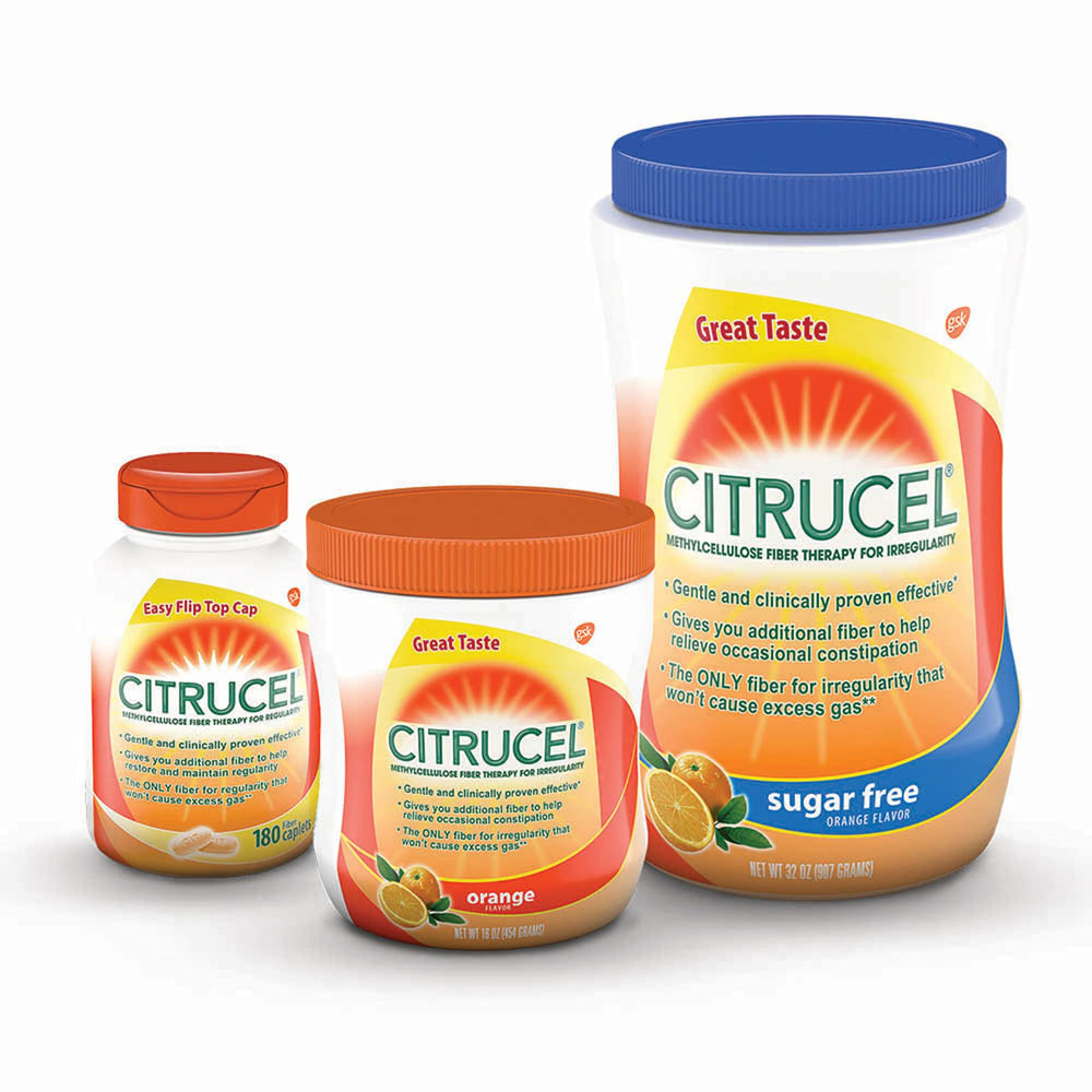 Ingredients panel from Citrucel orange sugar-free fiber powder.