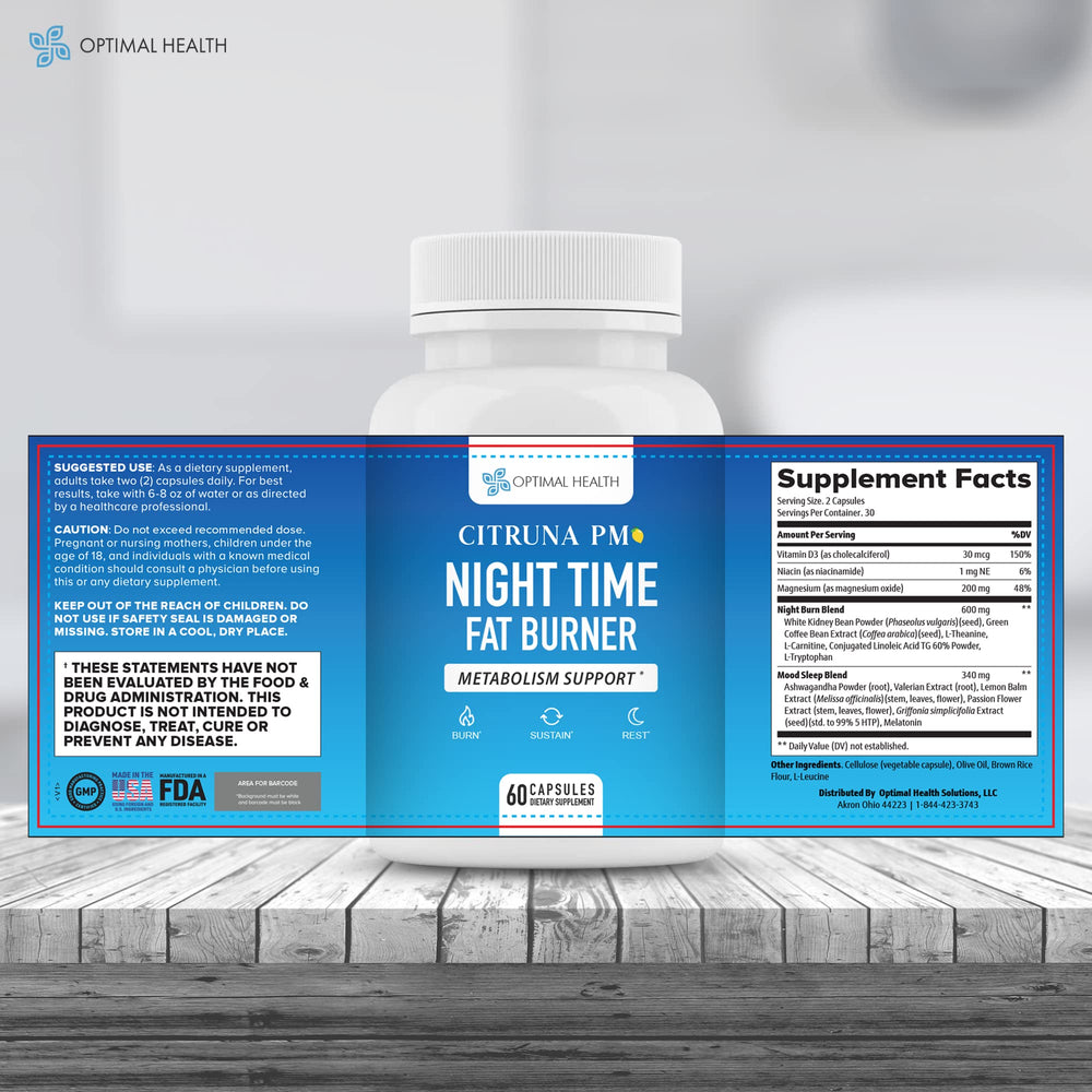 60-cap capsules bottle of Citruna PM Night Time Weight Loss Supplement
