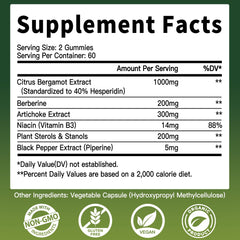 Label showing ingredients and supplement facts