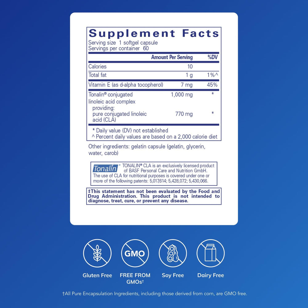 Close-up of CLA 1000 mg bottle label