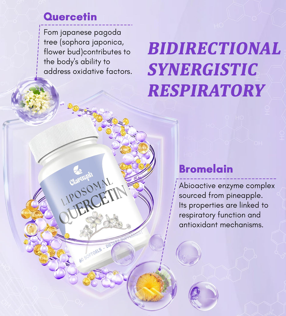 Close-up of Clarusph Quercetin Liposomal formula label