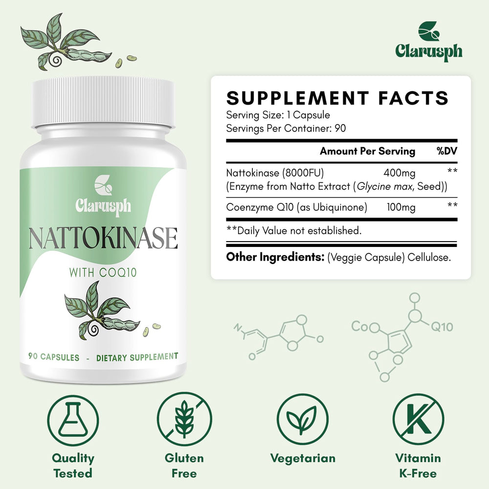 Gluten-free certification label on Clarusph Nattokinase bottle