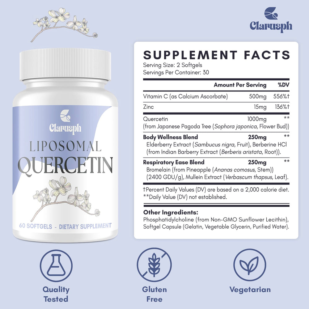 Quercetin with Bromelain, Vitamin C and Zinc ingredients