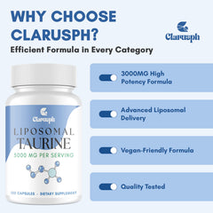 Clarusph Taurine in glass with water implies easy daily use.