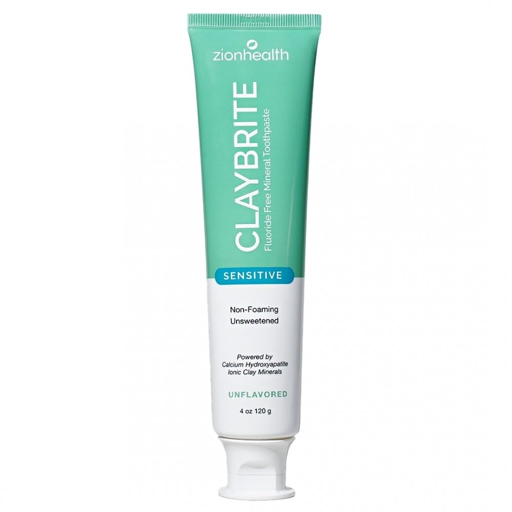 ClayBrite Sensitive Natural Toothpaste Zion Health 4oz packaging on white background