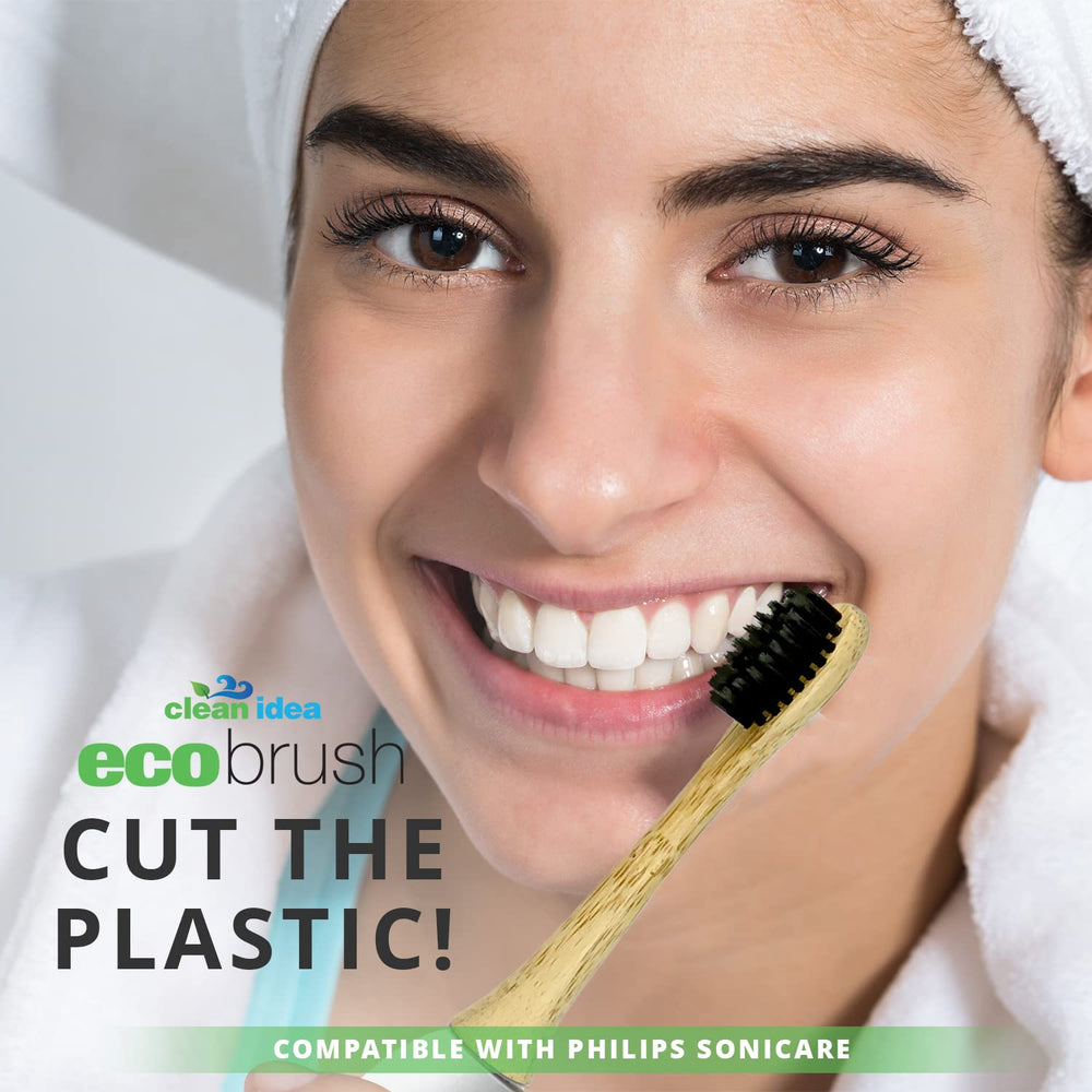 4-pack bamboo toothbrush heads close-up of bristles