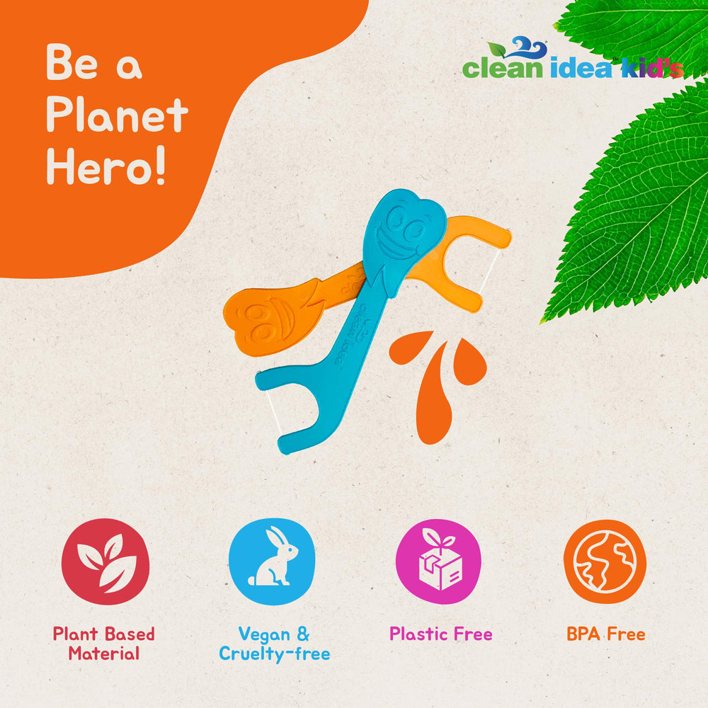 Plastic-free packaging for Clean Idea kid flossers in kraft paper
