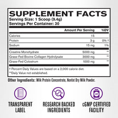 Label highlighting clean ingredients and allergen-free formula