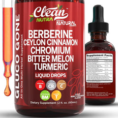 Clean Nutra Berberine Cinnamon Drops bottle: convenient daily dosing for wellness