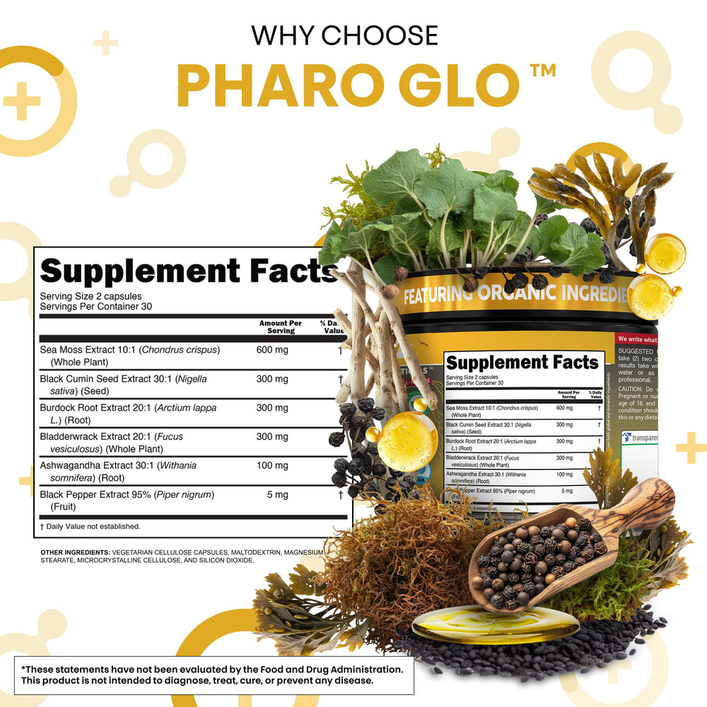 Burdock root and bladderwrack seaweed supplement imagery