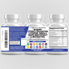 Assorted vitamins and ingredients for eye health