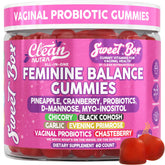 Bottled Clean Nutra Sweet Box Feminine Balance Gummies on white background