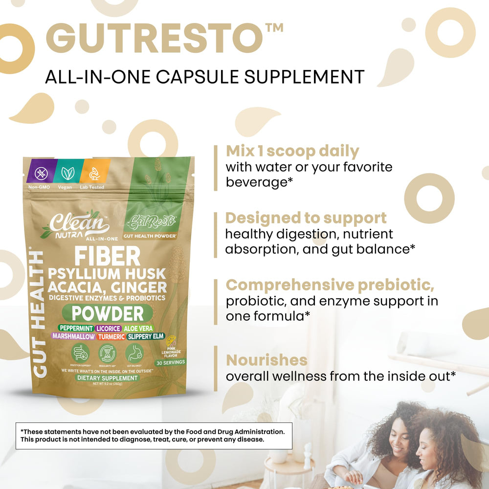 USA-made Clean Nutra Fiber Powder label