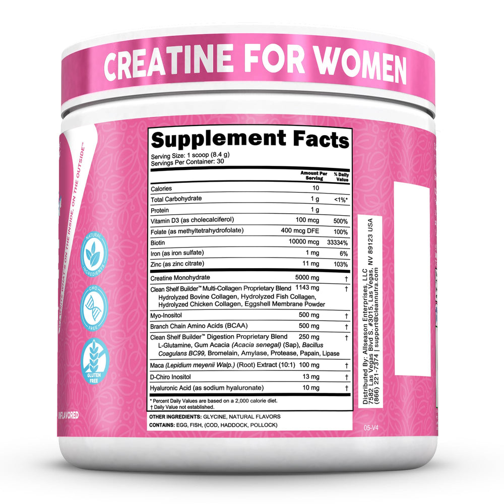 Clean Nutraceuticals ingredient layout showing collagen and BCAA sources