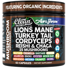 Bottle of Clean Nutra Lions Mane Mushroom Supplement