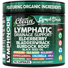Bottle of Clean Nutra Lymphatic Drainage Support with 90 vegan capsules