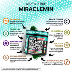 Moringa, spirulina, and chlorella greens blend in sea moss capsules