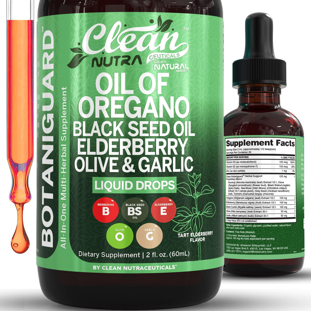 Clean Nutra Oil of Oregano Drops 2oz bottle front view