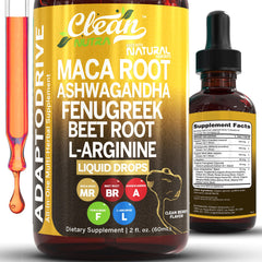 Bottle of Clean Nutra Organic Maca Root Liquid Drops with dropper