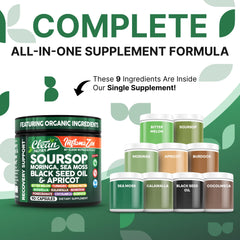 Clean Nutra Soursop capsules closeup—convenient daily antioxidant support in capsule form