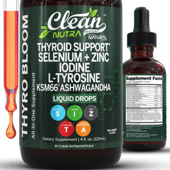 Bottle of Clean Nutra Thyroid Support Drops with label