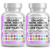 Bottle of Clean Nutraceuticals collagen pills with 1000mg and Biotin 10000mcg on label
