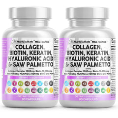 Bottle of Clean Nutraceuticals collagen pills with 1000mg and Biotin 10000mcg on label