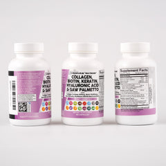 Marine collagen capsules and biotin in bottle