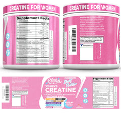 Clean Nutraceuticals Creatine for Women label closeup with tropical flavor notes