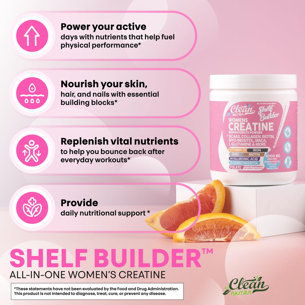 Clean Nutraceuticals Creatine for Women tropical orange flavor closeup