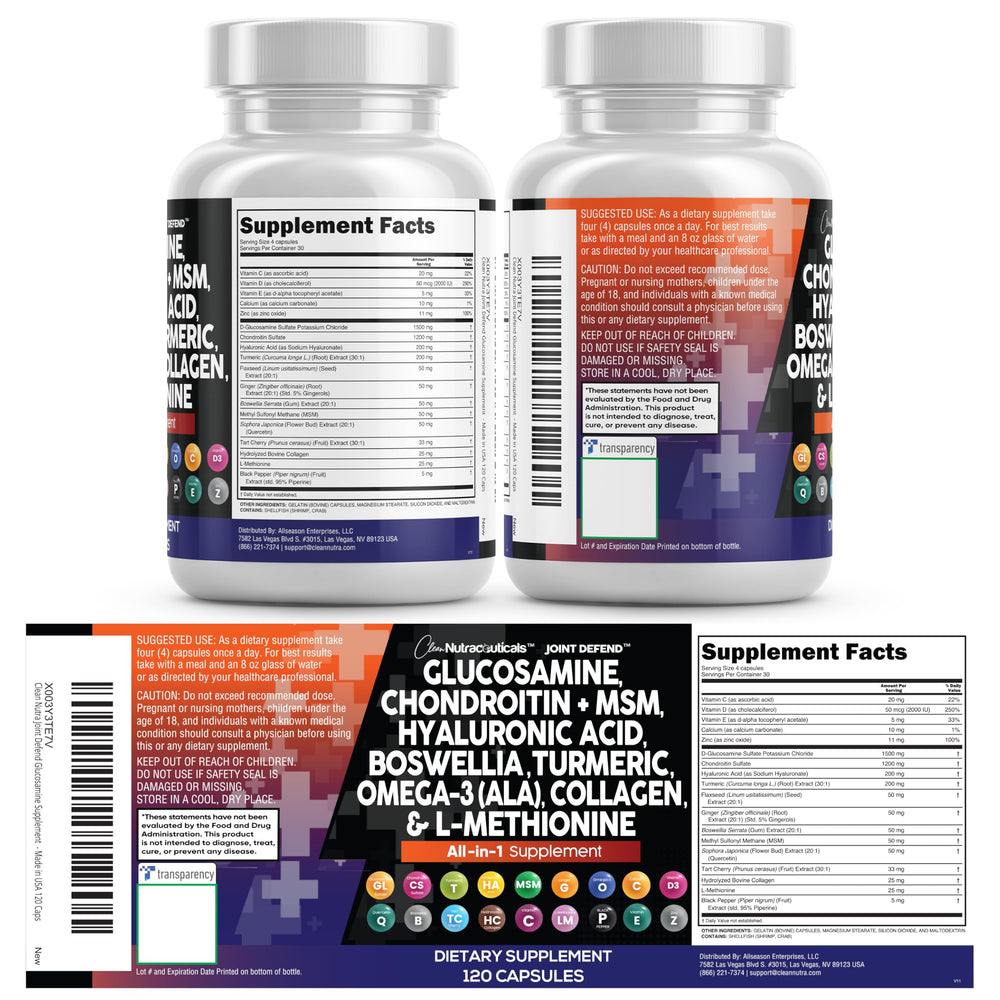 Clean Nutraceuticals Etiqueta frontal del producto para información clara