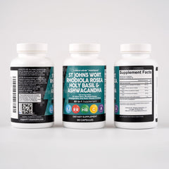 Close-up of front label featuring St Johns Wort