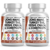 Product bottle label for Clean Nutraceuticals Lions Mane 20in1 2Pack