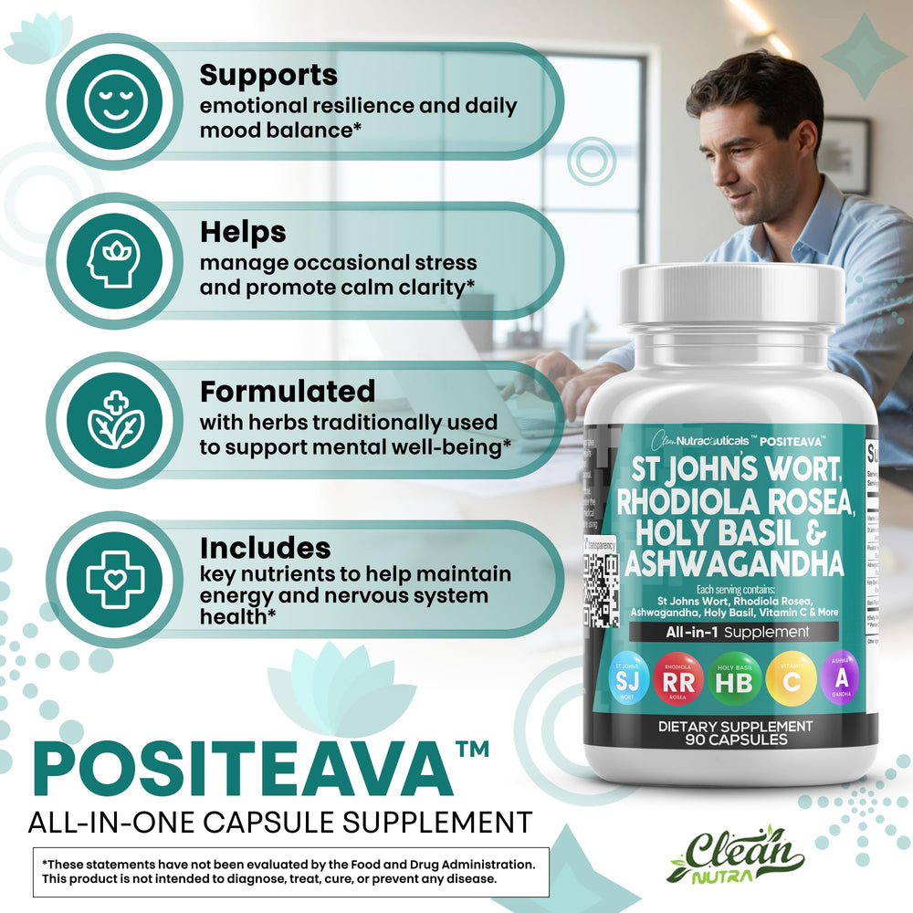 Mood support packaging for men and women with vitamin C and black pepper extract