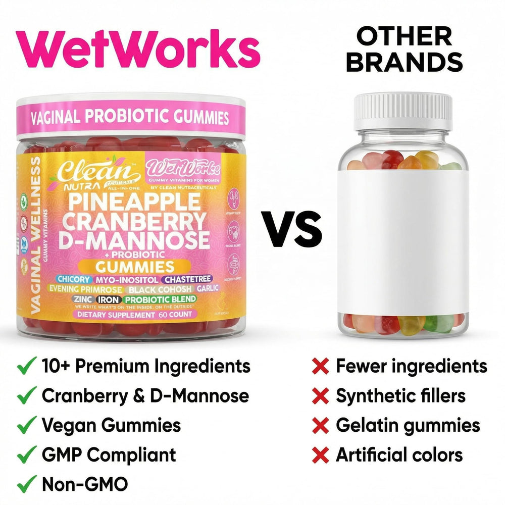 Wet Works bottle on bathroom counter in lifestyle scene showing daily routine with Clean Nutraceuticals