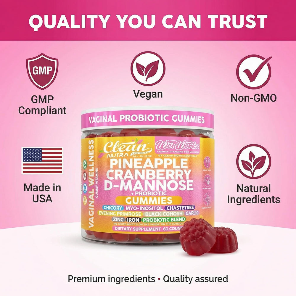 Pineapple and cranberries with botanical herbs to highlight natural flavors in Clean Nutraceuticals gummies