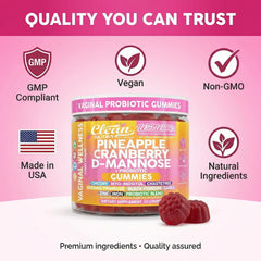 Pineapple and cranberries with botanical herbs to highlight natural flavors in Clean Nutraceuticals gummies